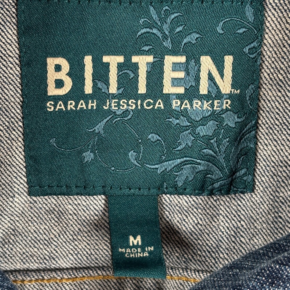Bitten Denim Jacket Womens Medium Blue SJP Sarah Jessica Parker Trucker Jean - Picture 7 of 12